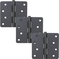 Stone Harbor Hardware 4" Door Hinges, 1/4" Radius Corner, Matte Black, 3-Pack