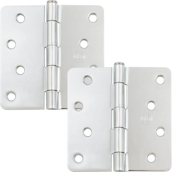 Stone Harbor Hardware 4" Door Hinges, 1/4" Radius Corner, Polished Chrome, 2-Pack