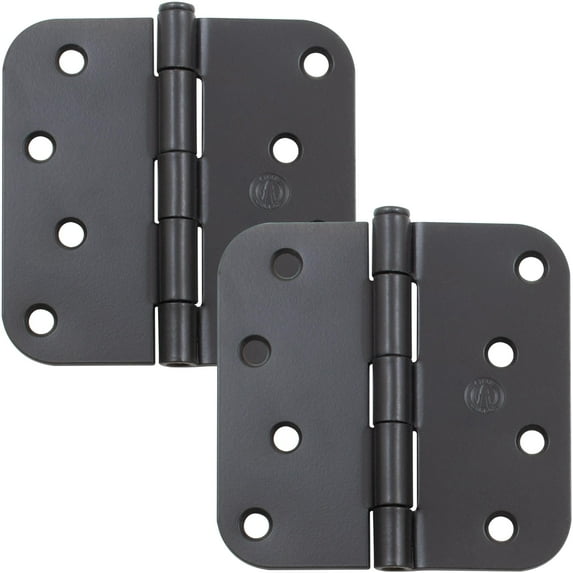 Stone Harbor Hardware 4" Door Hinges, 5/8" Radius Corner, Matte Black, 2-Pack