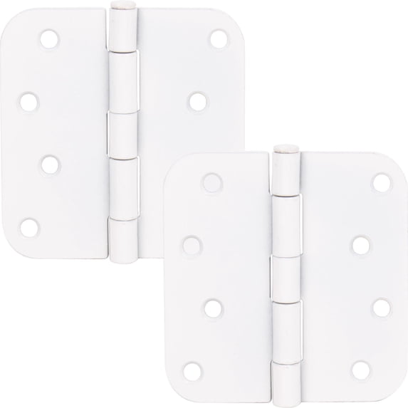 Stone Harbor Hardware 4" Door Hinges, 5/8" Radius Corner, White, 2-Pack