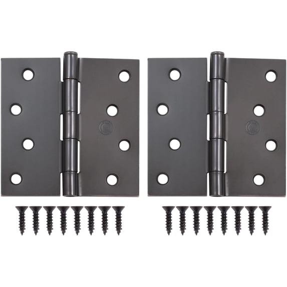 Stone Harbor Hardware 4" Door Hinges, Square Corner, Vintage Bronze, 2-Pack