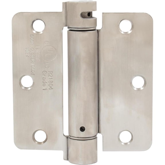 Stone Harbor Hardware Adjustable Spring Hinge, 3-1/2 Inches, 1/4" Radius Corner, Satin Stainless Steel