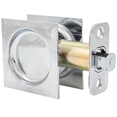 Stone Harbor Round Pocket Door Lock – Passage Function, Satin Nickel, 2-3/8 Inch Backset - View #2
