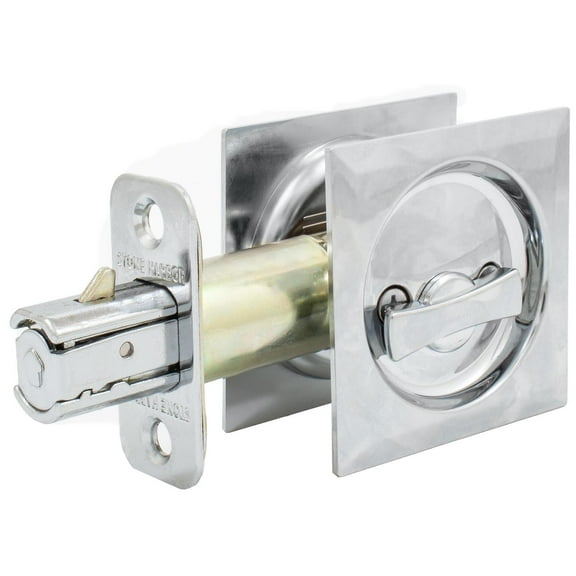 Stone Harbor Hardware Contemporary Square Pocket Door Lock, Privacy Function, 2-3/4" Backset, Polished Chrome