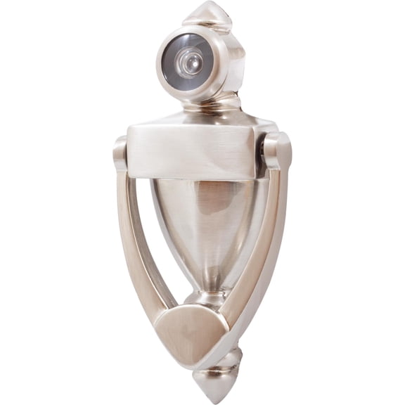 Stone Harbor Hardware Door Knocker with 180° Viewer, 5 Inches, Satin Nickel