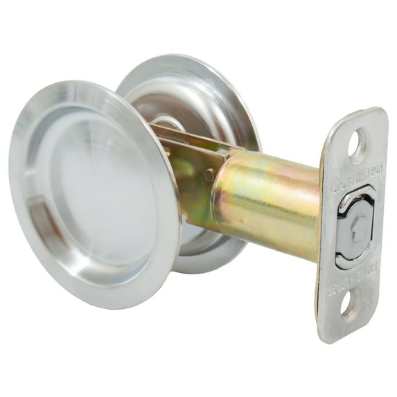 Stone Harbor Hardware Round Pocket Door Lock, Passage Function, 2-3/4" Backset, Satin Chrome