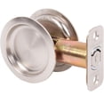 thumbnail image 1 of Stone Harbor Hardware Round Pocket Door Lock, Passage Function, 2-3/8" Backset, Satin Nickel, 1 of 3