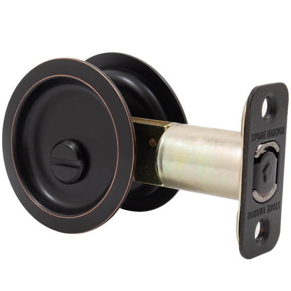 Stone Harbor Hardware Round Pocket Door Lock, Privacy Function, 2-3/4" Backset, Vintage Bronze