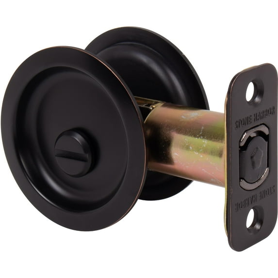 Stone Harbor Hardware Round Pocket Door Lock, Privacy Function, 2-3/8" Backset, Vintage Bronze