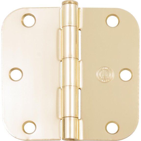 Stone Harbor Hardware Standard Hinge, 3-1/2 Inches, 5/8" Radius Corner, Bulk Pack (100 Each), Polished Brass