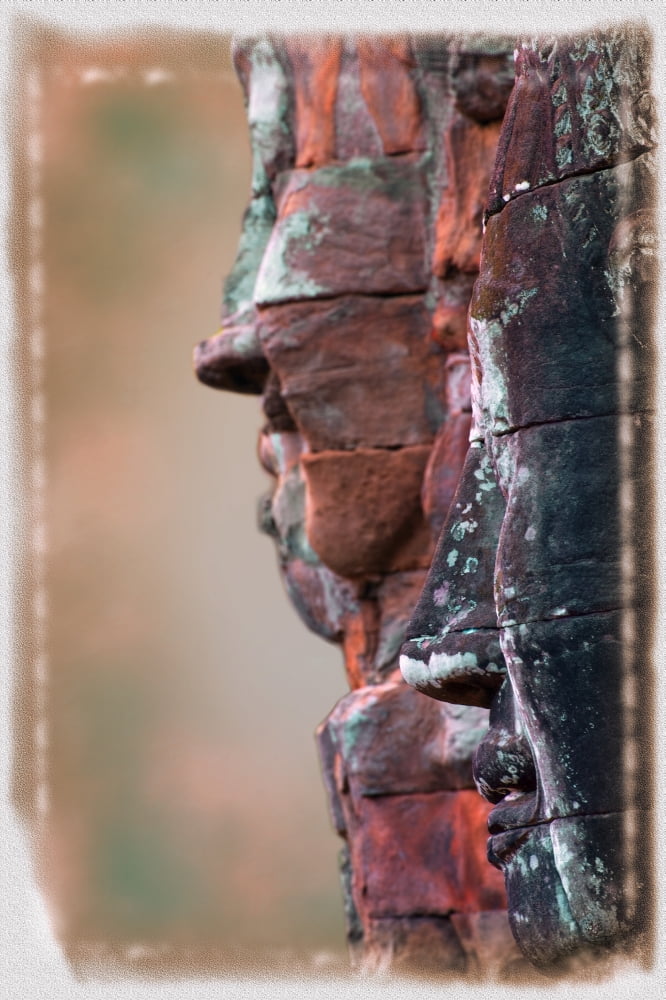 Stone Head At Bayon Temple Angkor Thom Siem Reap Cambodia Canvas Art - Carson Ganci Design Pics (22 x 34)