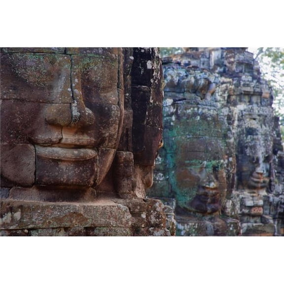 Stone Heads At Bayon Temple Poster Print by Carson Ganci - 17 x 11