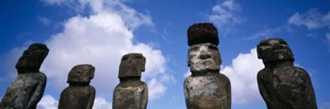 Stone Heads Easter Islands Chile Canvas Art - Panoramic Images (18 x 6)