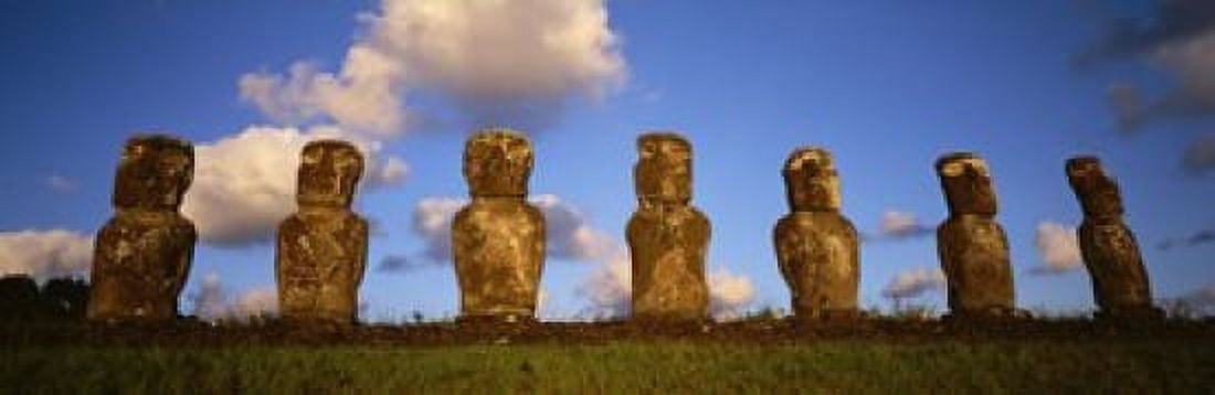 Stone Heads Easter Islands Chile Canvas Art - Panoramic Images (18 x 6)