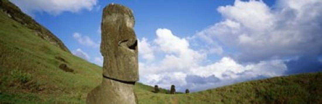 Stone Heads Easter Islands Chile Canvas Art - Panoramic Images (18 x 6)