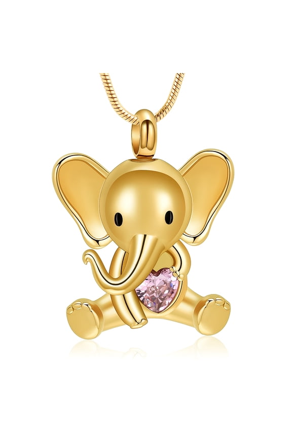 Stone Heart & Elephant Urn Pendant Cremation Jewelry for Ashes Holder Memory Necklace Memorial Jewelry for Women Men