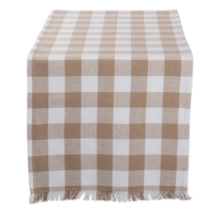 DII Heavyweight Check Fringe Table Runner