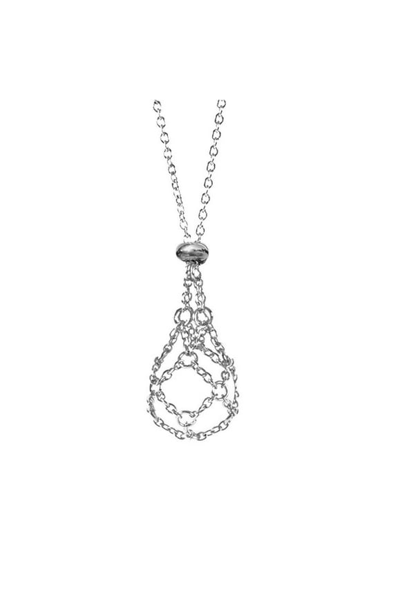 Stone Holder Necklace, Steel Chain, Adjustable Length, for Natural Display