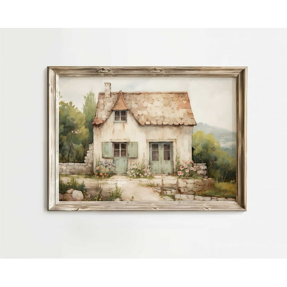 Stone House Print, Cottage Painting, French Countryside Wall Decor, Rustic Farmhouse Home Decor, Country Style Wall Art, Wall Art Wall Art, Modern Wall Decor, 8x12 UNFRAMED