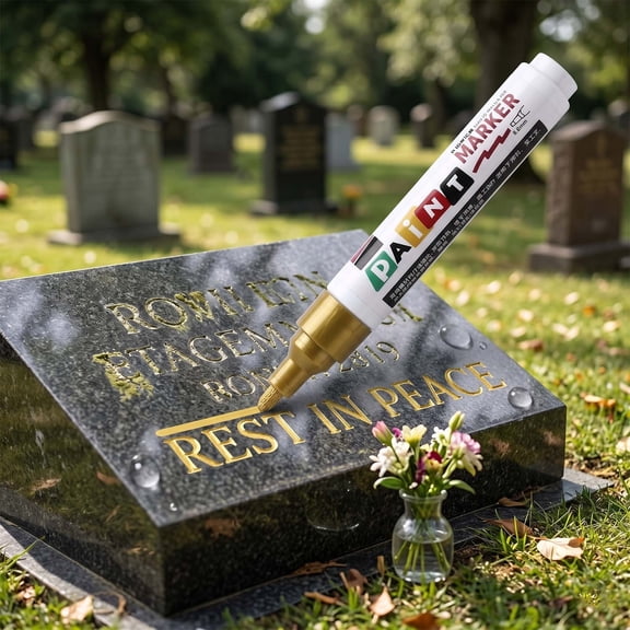 Stone Inscription Refinishing Pen, Monument Lettering Marker, Weatherproof Touch Up Tool, Quick-dry Opaque Applicator for Stone Monument Granite Concrete Outdoor Surface Inscription Retouch