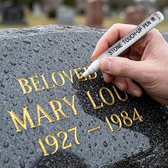 Stone Inscription Restoration Pen - Waterproof Marker for Lettering on Tombstone Stone Glass - Oil Based Paint Pen - White