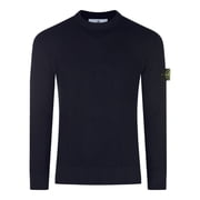 Stone Island Finely Ribbed Black Knit Sweater With Distinctive Patch Detail Men's