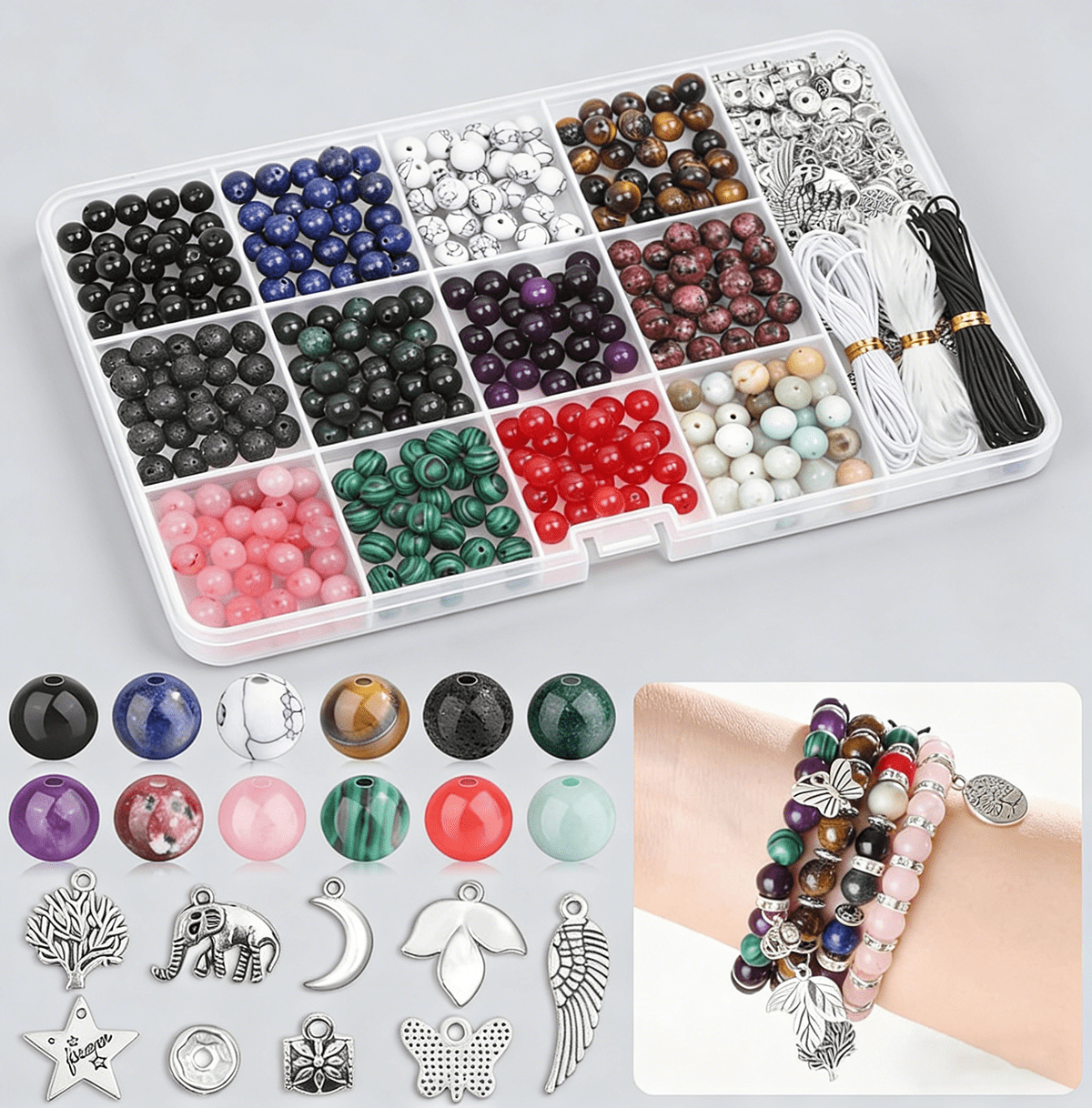 Stone Jewelry Making Kit, Crystal Bracelet Making Kit for Adults, Natural Beads for Jewelry Making