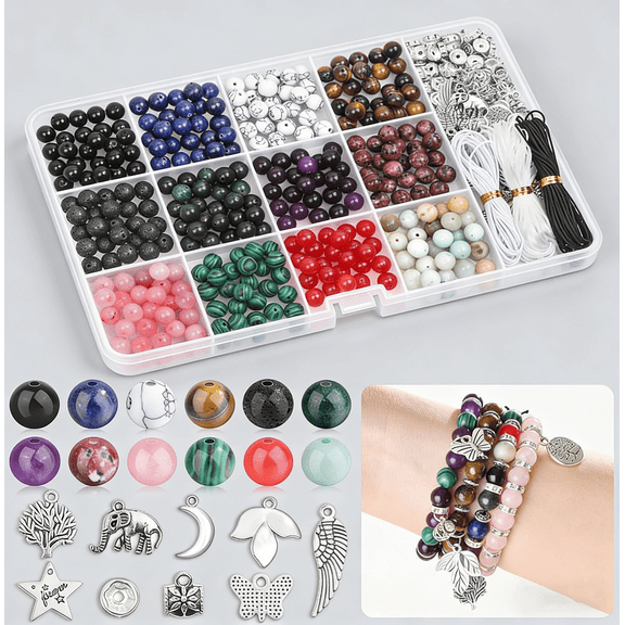 Stone Jewelry Making Kit, Crystal Bracelet Making Kit for Adults, Natural Beads for Jewelry Making