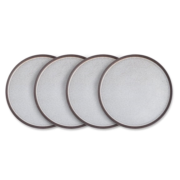 Stone Lain 4 Piece Vince Rustic Stoneware 11" Dinner Plate Set, Grey and White
