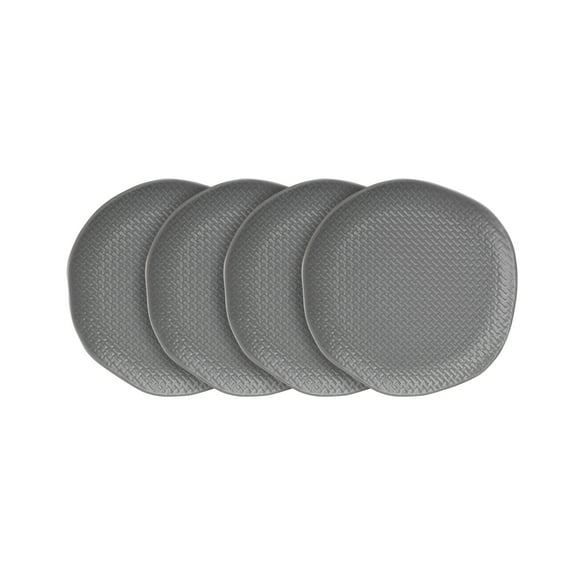 Stone Lain Abigail Stoneware Salad Plate Replacements, 4 Count, Gray Basket Weave