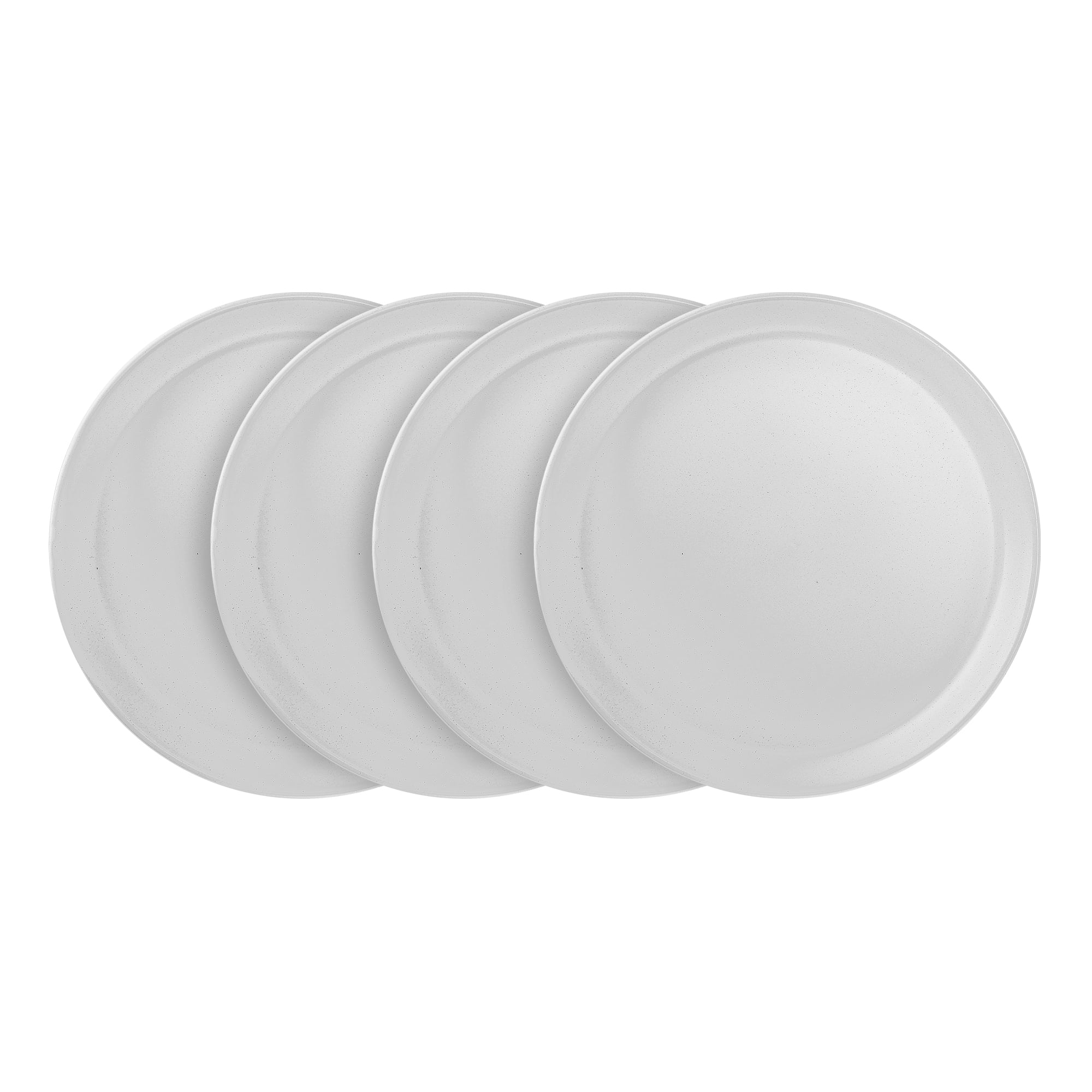 Snow White Ceramic Stoneware Dinner Plates, Set of 4