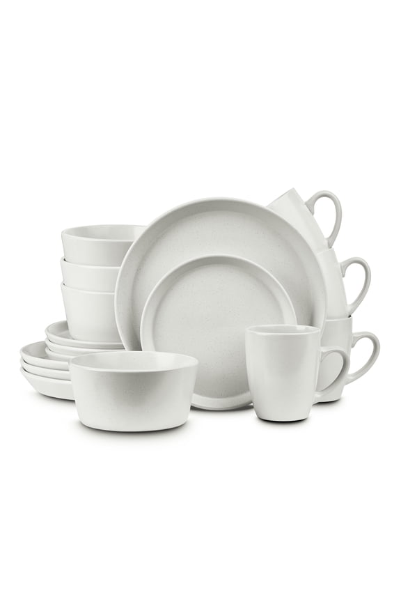 Albie Rustic Ceramic Dinnerware Set, 32-Piece Service for 8, Snow White