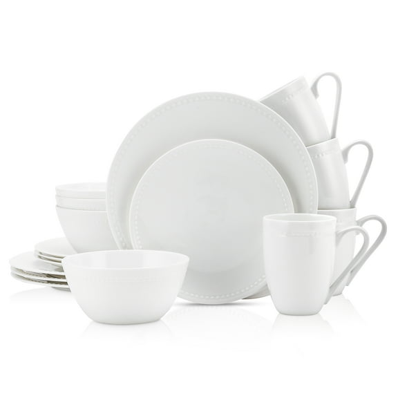 Stone Lain Ava 16-Piece Dinnerware Set Bone China, White