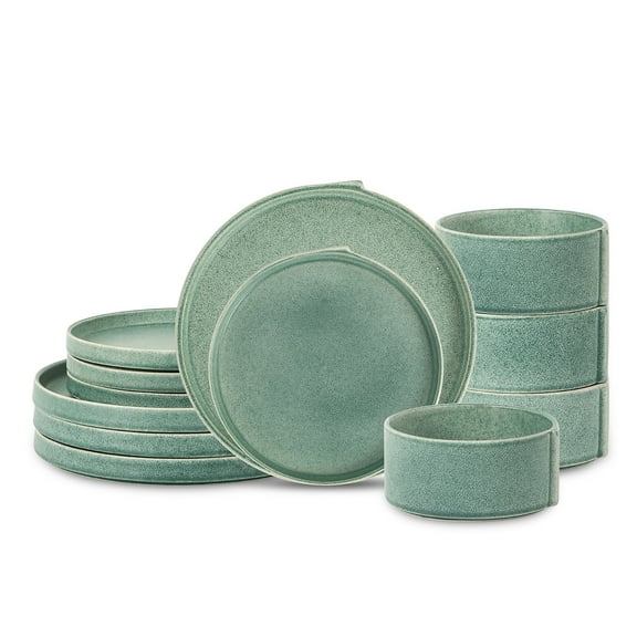 Stone Lain Bao 12-Piece Dinnerware Set Stoneware, Green