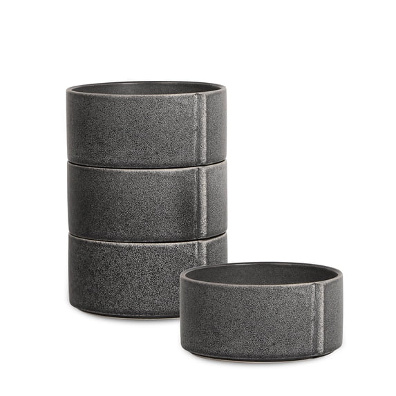 Stone Lain Bao 4-Piece Bowl Set Stoneware, Charcoal