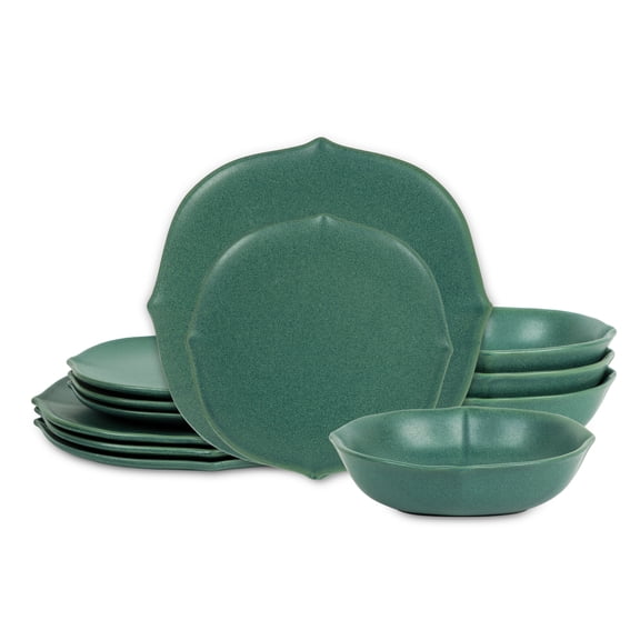 Stone Lain Baskerville 12-Piece Dinnerware Set Stoneware, Green