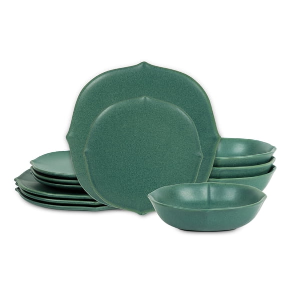Stone Lain Baskerville 24-Piece Dinnerware Set Stoneware, Green