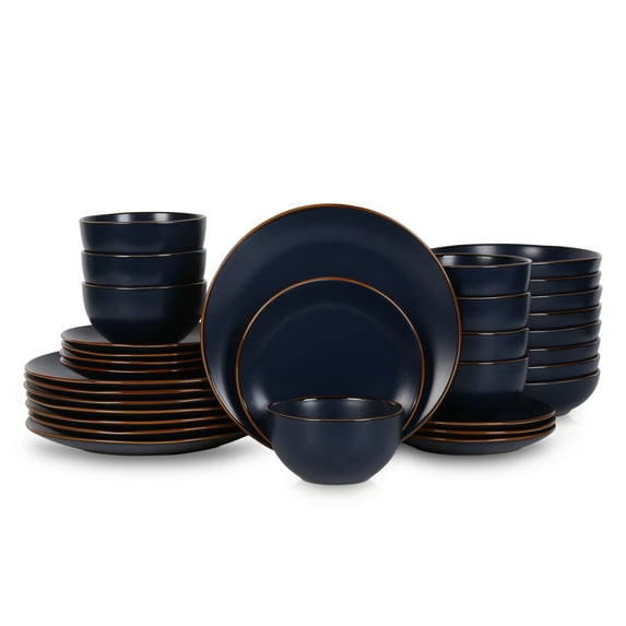 Stone + Lain Brasa Stoneware Collection Dinnerware Set, 32-Piece Service for 8, Blue