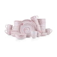 thumbnail image 1 of Stone Lain Brighton Porcelain Dish Set, 32-Piece Dishes for 8, Marbled White and Pink, 1 of 6