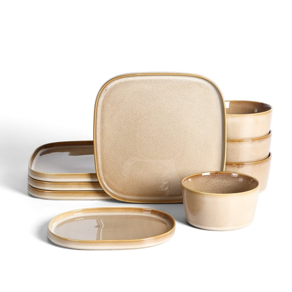 Stone Lain Cairo 12-Piece Dinnerware Set Stoneware, Service for 4, Sand