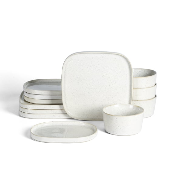 Stone Lain Cairo 12-Piece Dinnerware Set Stoneware, Service for 4, White