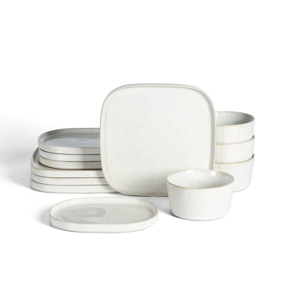 Stone Lain Cairo 12-Piece Dinnerware Set Stoneware, Service for 4, White