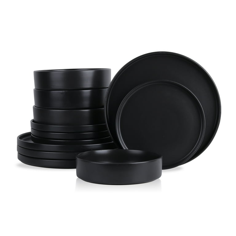 Stone Lain Cecile 12-Piece Dinnerware Set Stoneware, Black