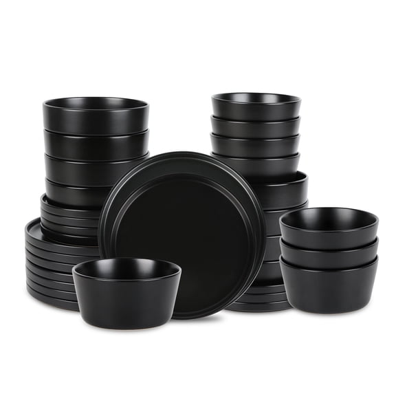 Stone Lain Celina 32-Piece Dinnerware Set Stoneware, Service for 8, Black