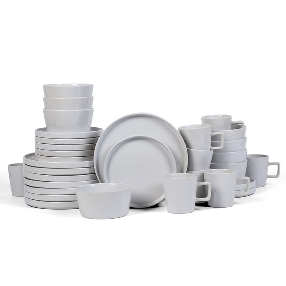 Stone Lain Modern Rustic Stoneware Soup Bowls, Durable 32-Piece Dishware Set, White