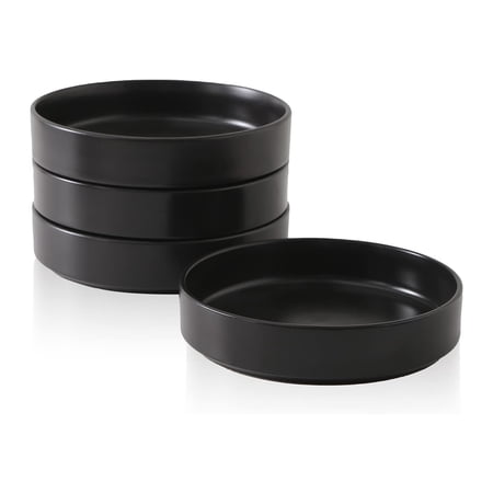 Stone + Lain Celina Stoneware Collection Dish Set, 4 Pasta Bowls Service for 4, Black