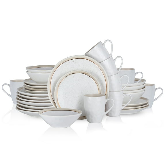 Stone + Lain Clara Porcelain Collection Dinnerware Set, 32-Piece Service for 8, White