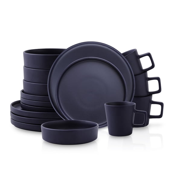 Stone Lain Cleo 16-Piece Dinnerware Set Stoneware, Dark Blue