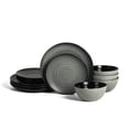 thumbnail image 1 of Stone Lain Dua Mid-Century Dinnerware Set Stoneware Black Service for 4, 12-Piece, 1 of 6