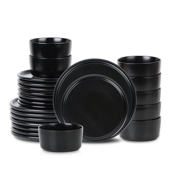 Stone Lain Eden 24-Piece Dinnerware Set Stoneware, Black